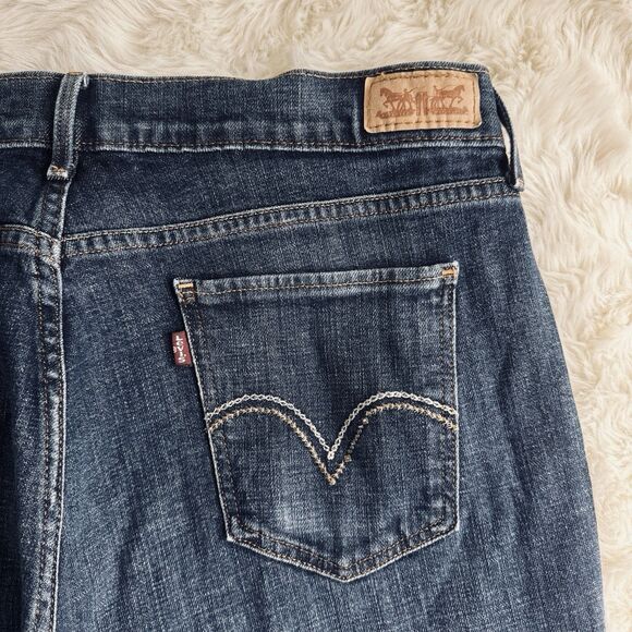 Levis 515 Bootcut Jeans 12 (33x30.5) Blue Dark Wash Denim High Mid Stretch Women - Picture 9 of 11